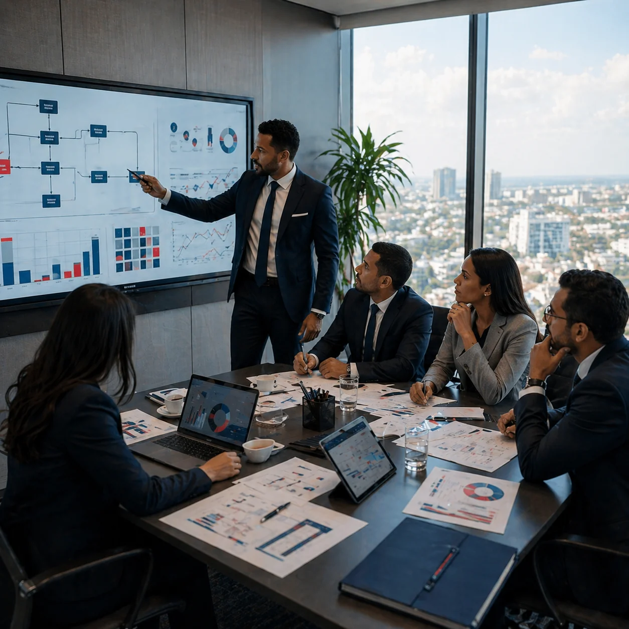 Profesionales analizando procesos internos y controles